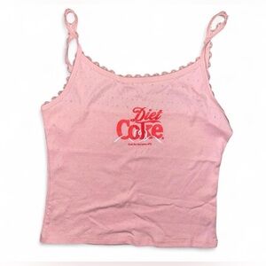 Pink eyelet Diet Coke cami top in size large. New